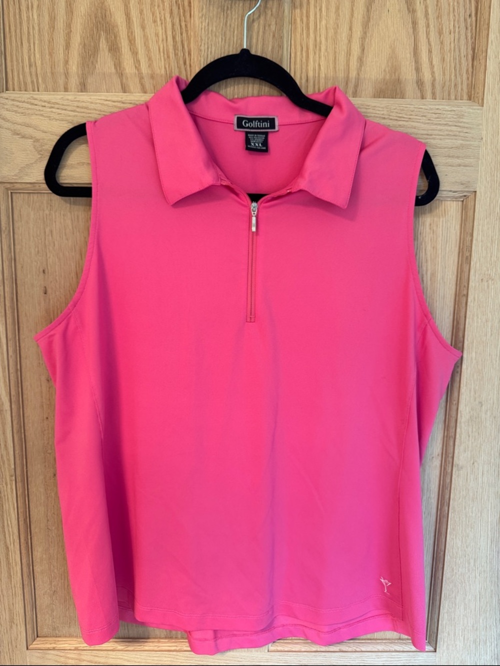 Golftini Women's Collared Sleeveless Zip Polo - Hot Pink Size XXL